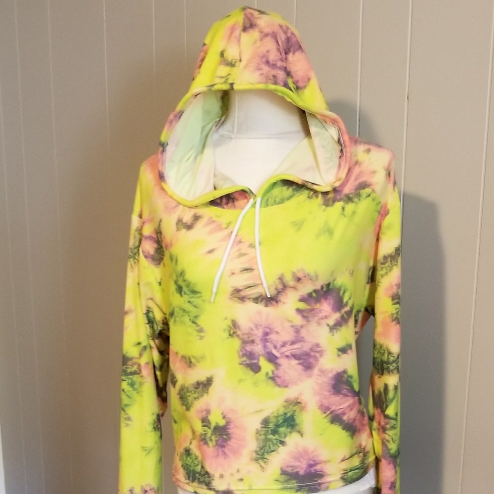 Neon colored cropped hoodie
